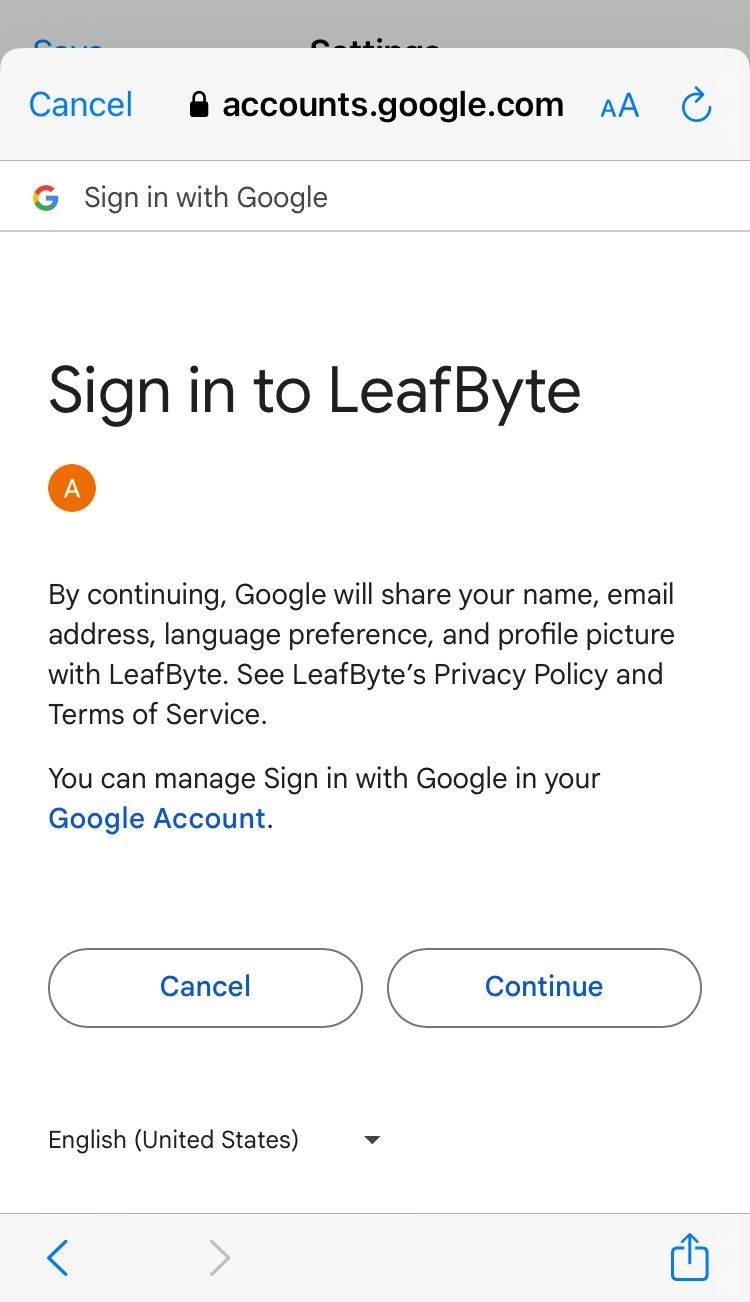 The first page of Google sign-in